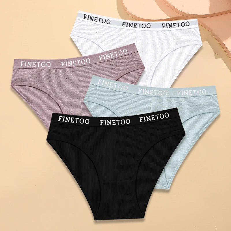 FINETOO 4Pcs Cotton Breathable Panties