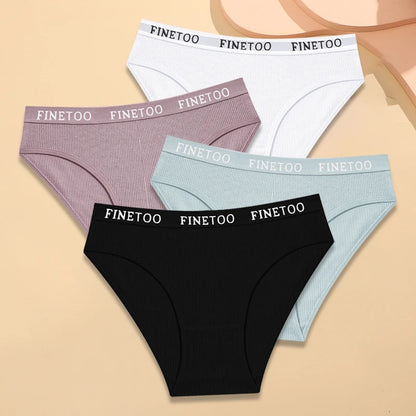 FINETOO 4Pcs Cotton Breathable Panties