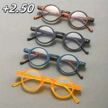 4-Pack Unisex Retro Small Round Patterned Reading Glasses