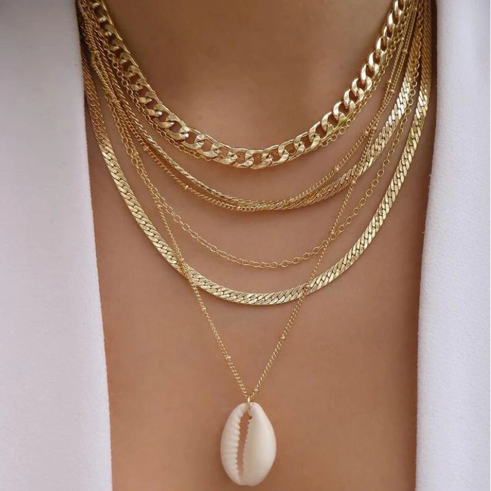 Trendy Geometric Bead Multilayer Crystal Necklace