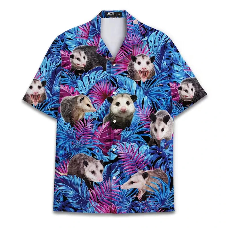 Men's Retro 80s/90s Geometric Print Short Sleeve Button-Down Shirt