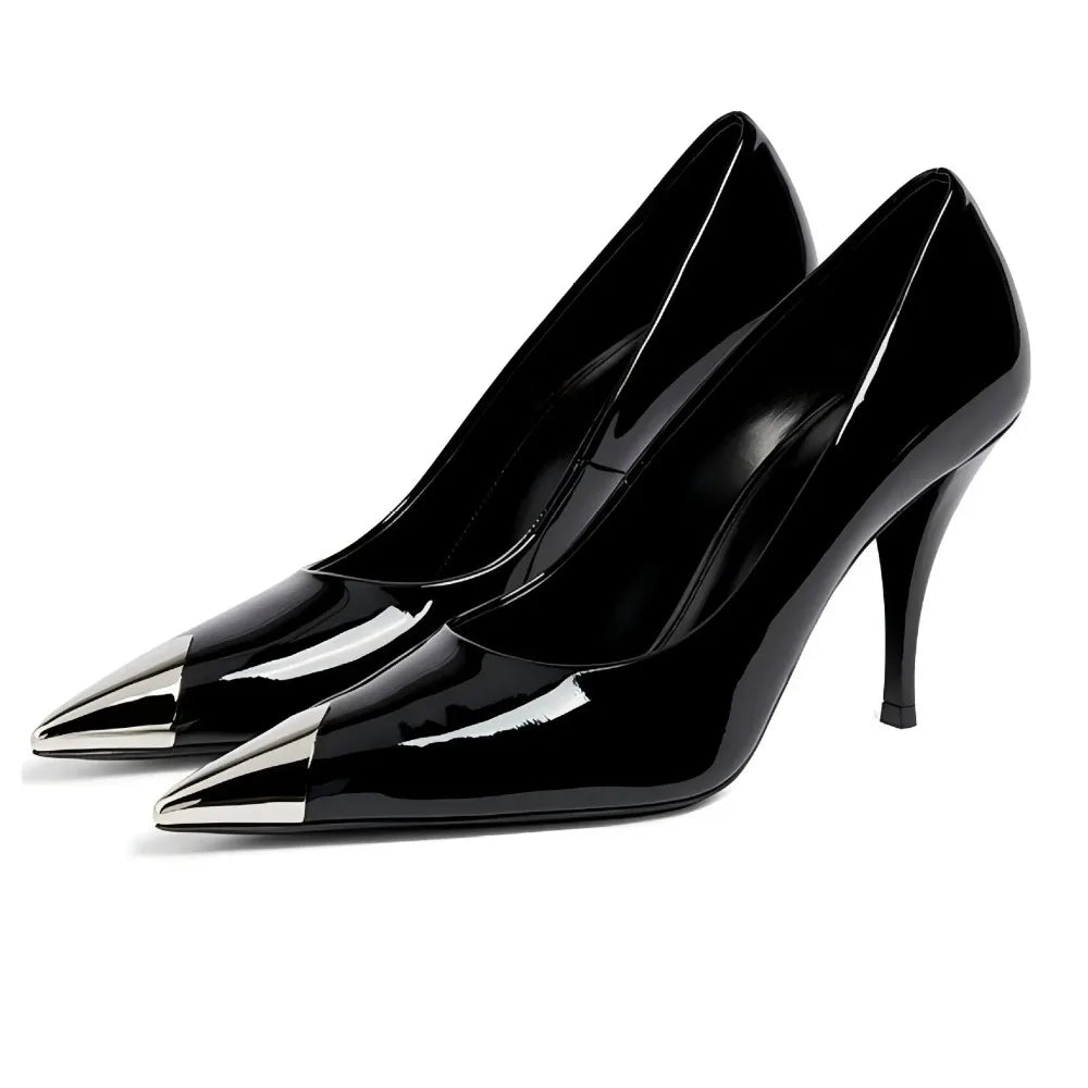 Women's Elegant Patent Leather Pointed-Toe High Heel Pumps