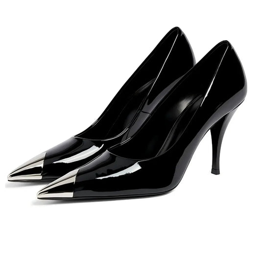 Women's Elegant Patent Leather Pointed-Toe High Heel Pumps