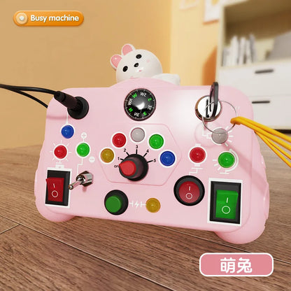 Montessori Busy Board Sensory Cartoon with LED Light Switch