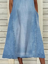 Double Pocket Thin Denim Sleeveless Dress