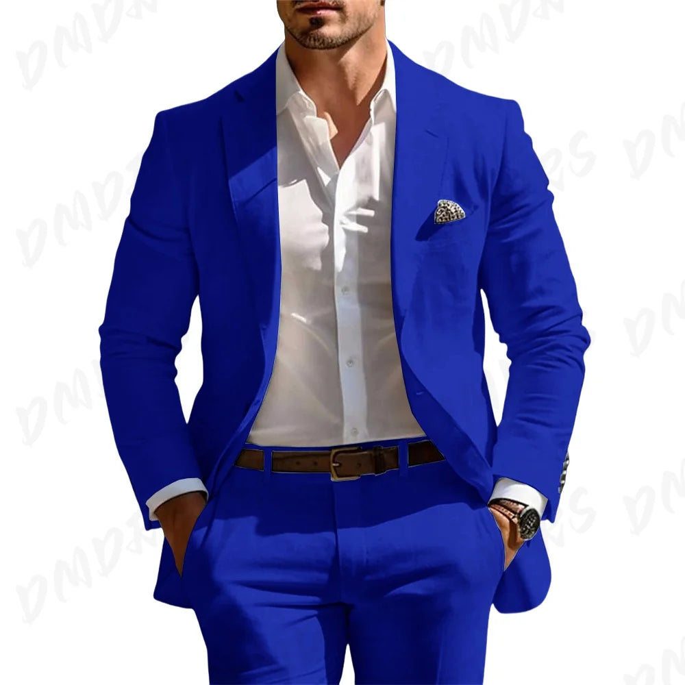 Men’s Formal Slim-Fit Suit Set – Premium Single-Breasted Wedding & Business Tuxedo