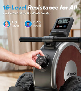 Foldable Magnetic Rowing Machine with 16 Silent Resistance Levels