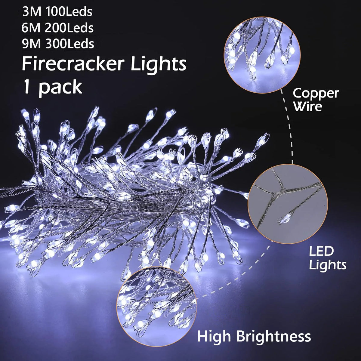 USB LED Firecracker Fairy Lights with Remote Control