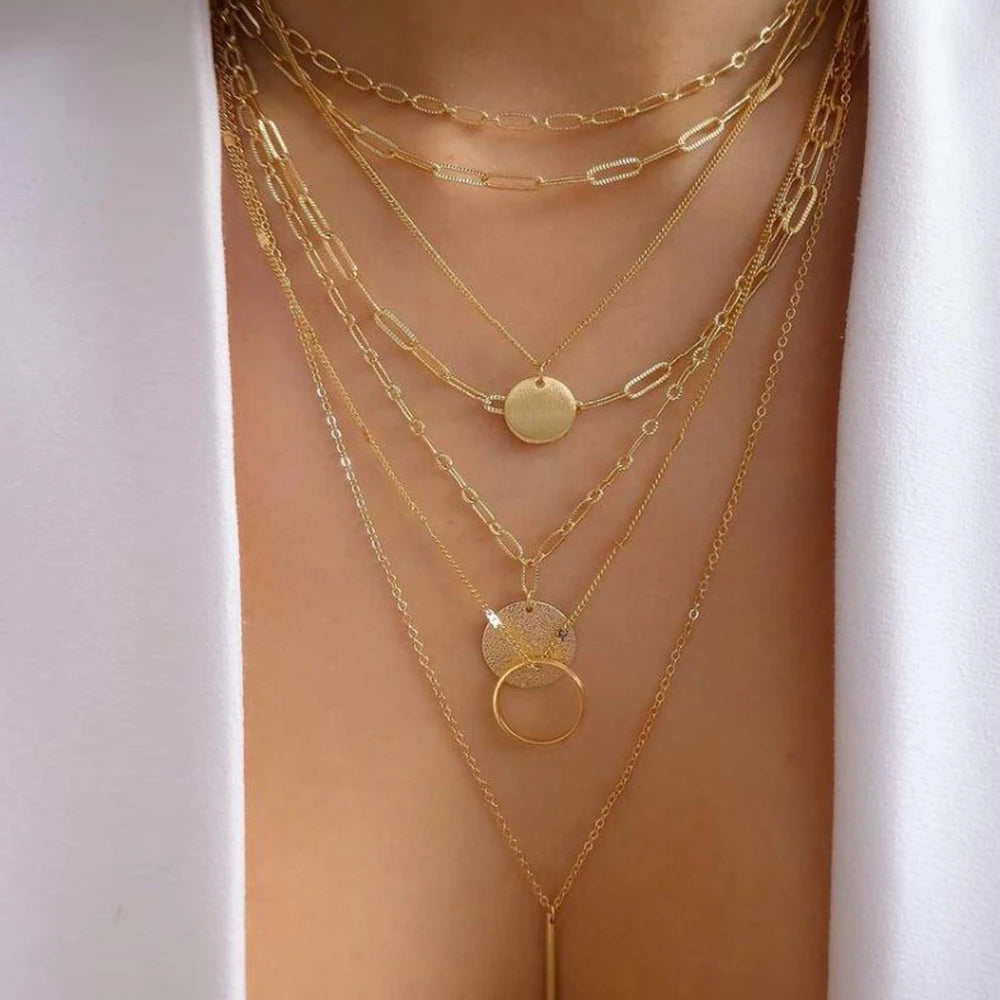 5pcs Simple Braided Bead Chain Necklaces
