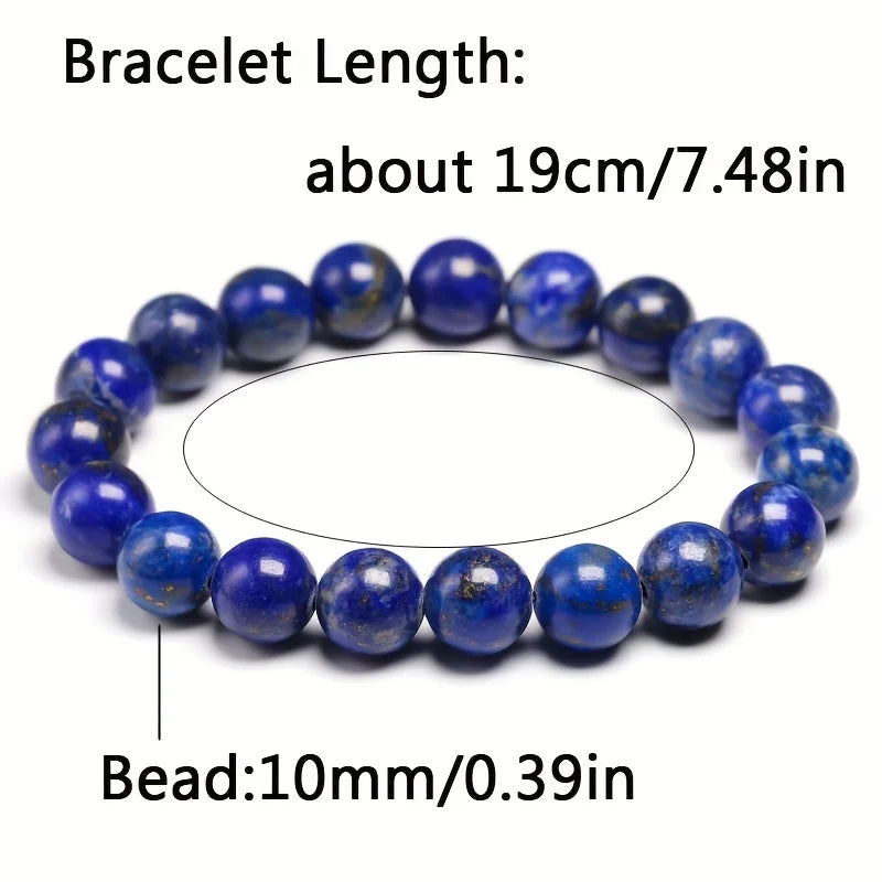 Natural Lapis Lazuli Gemstone Beaded Stretch Bracelet