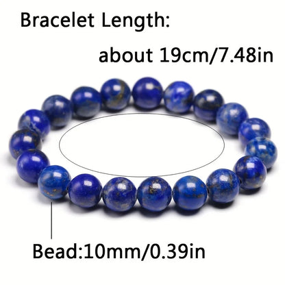 Natural Lapis Lazuli Gemstone Beaded Stretch Bracelet