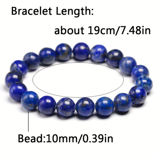 Natural Lapis Lazuli Gemstone Beaded Stretch Bracelet