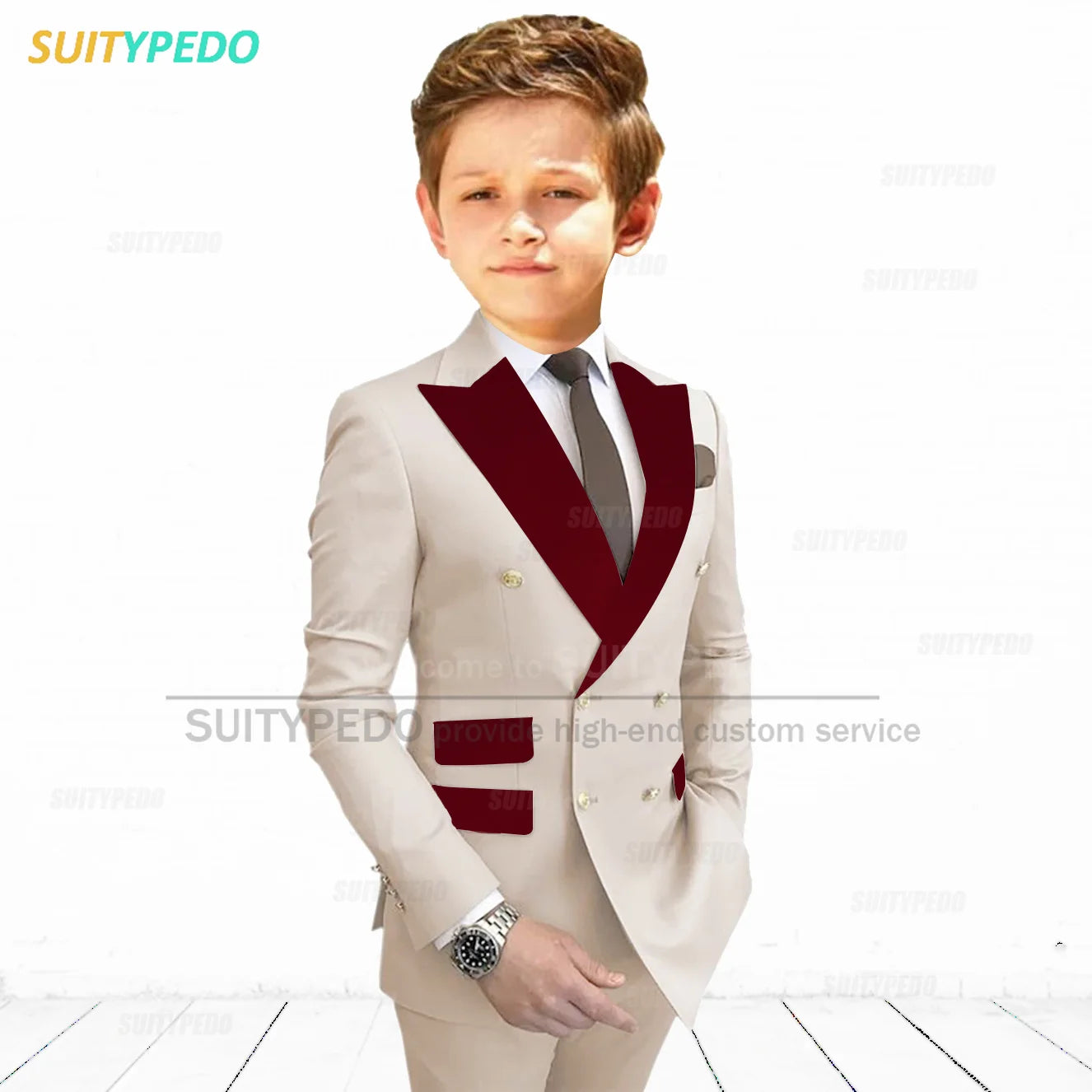 Slim Fit Peaked Lapel Formal Blazer and Pants Two Piece Suit