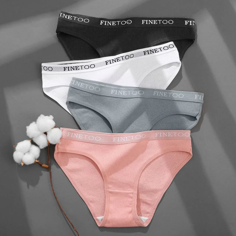 FINETOO 4Pcs Cotton Breathable Panties