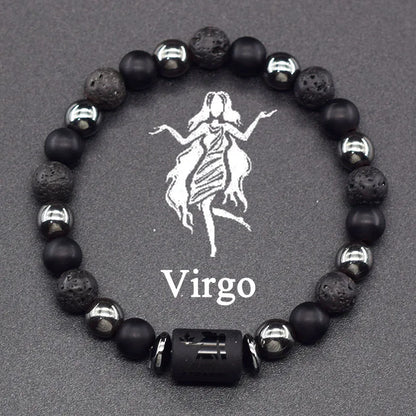 Natural Tiger Eye Stone 12 Zodiac Constellation Bead Bracelet