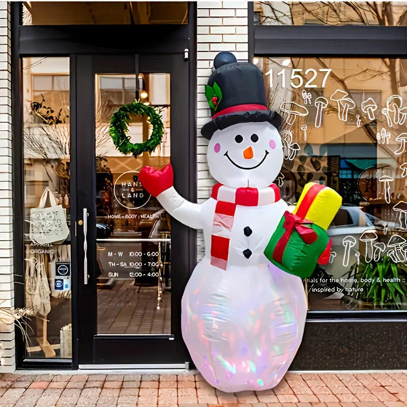 1.5M Inflatable Snowman with Rotating LED Lights - Outdoor Christmas Decor