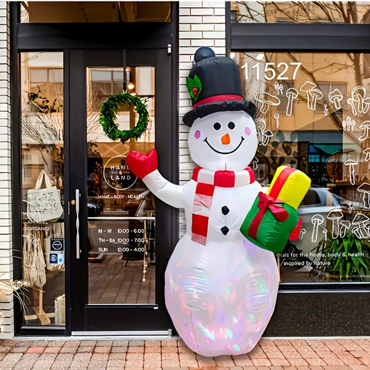 1.5M Inflatable Snowman with Rotating LED Lights - Outdoor Christmas Decor
