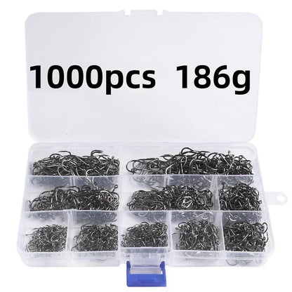Carbon Steel Barbed Circle Fishing Hooks Set (Sizes 3#–12#)