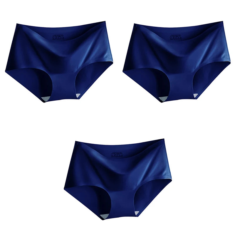 Women's Ice Silk Seamless Panties (3-Pack) – Mid-Waist Invisible Briefs