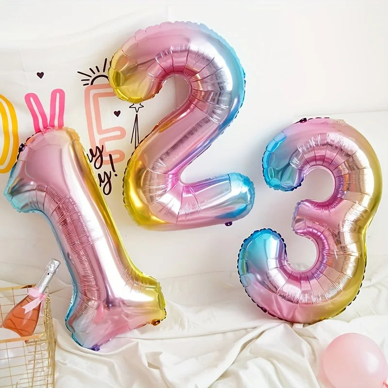 32inch Rainbow Gradient Number Foil Balloons