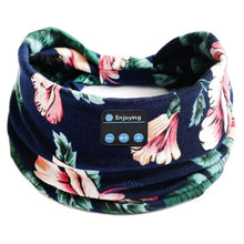 Wireless Bluetooth Floral Print Headband Headphones with Headset Microphone