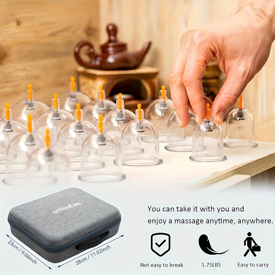 24/12Pcs Cupping Relaxation Set with Hand Pump & Guide