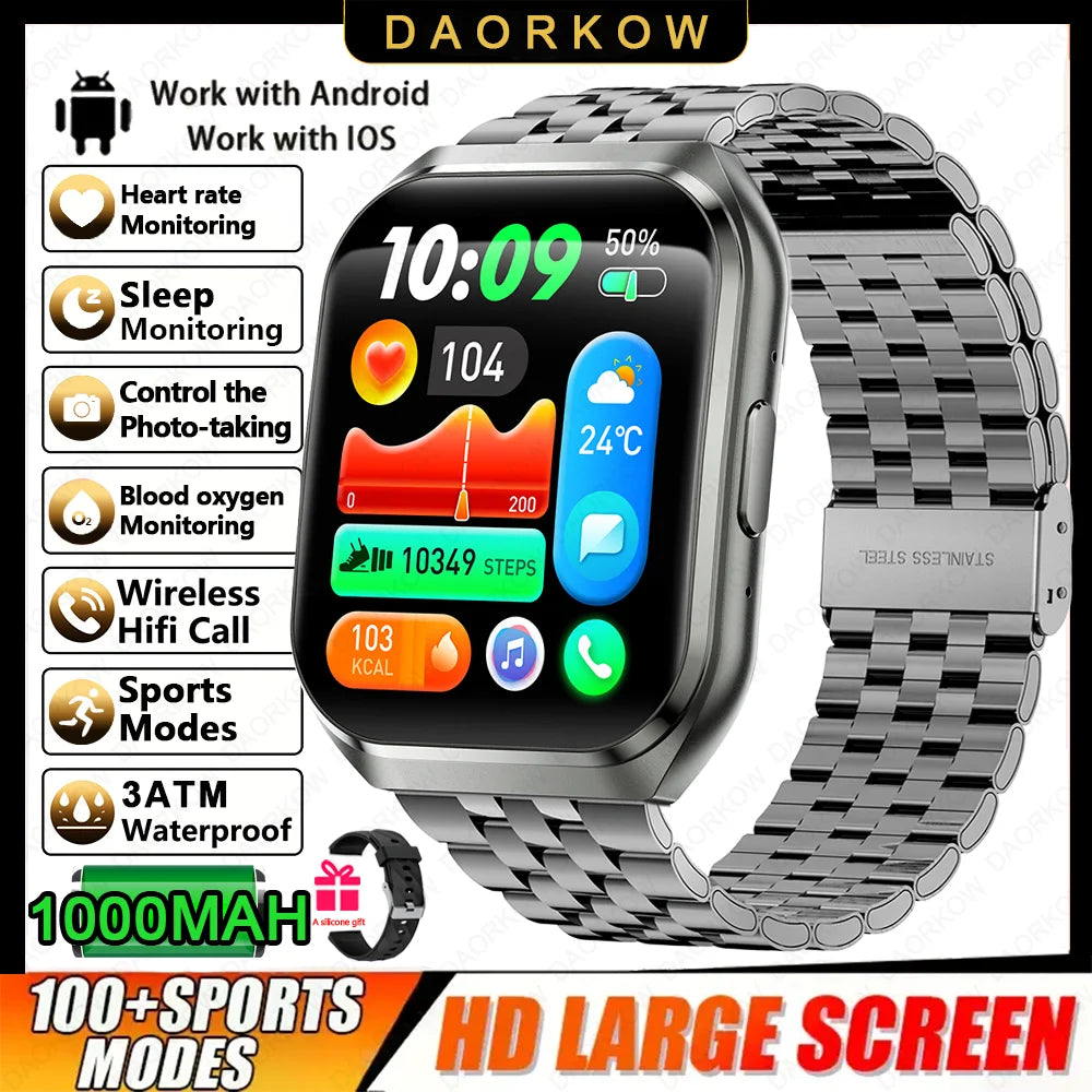 Men's Outdoor Rugged Smartwatch with 1000mAh Battery (IP68 Waterproof)