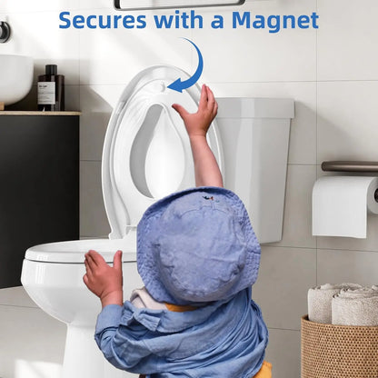 White Quiet-Close Toilet Seat with Built-in Toddler Potty Training Seat