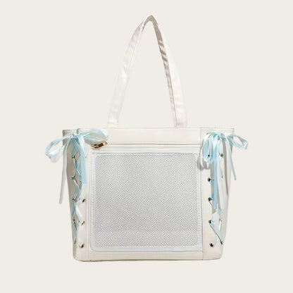 Japanese Cute Ribbon Ita Bag Transparent Lolita Tote Bag