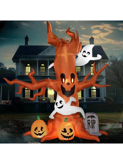 8FT Giant Halloween Inflatable Scary Tree with Ghosts, Pumpkins & Tombstone