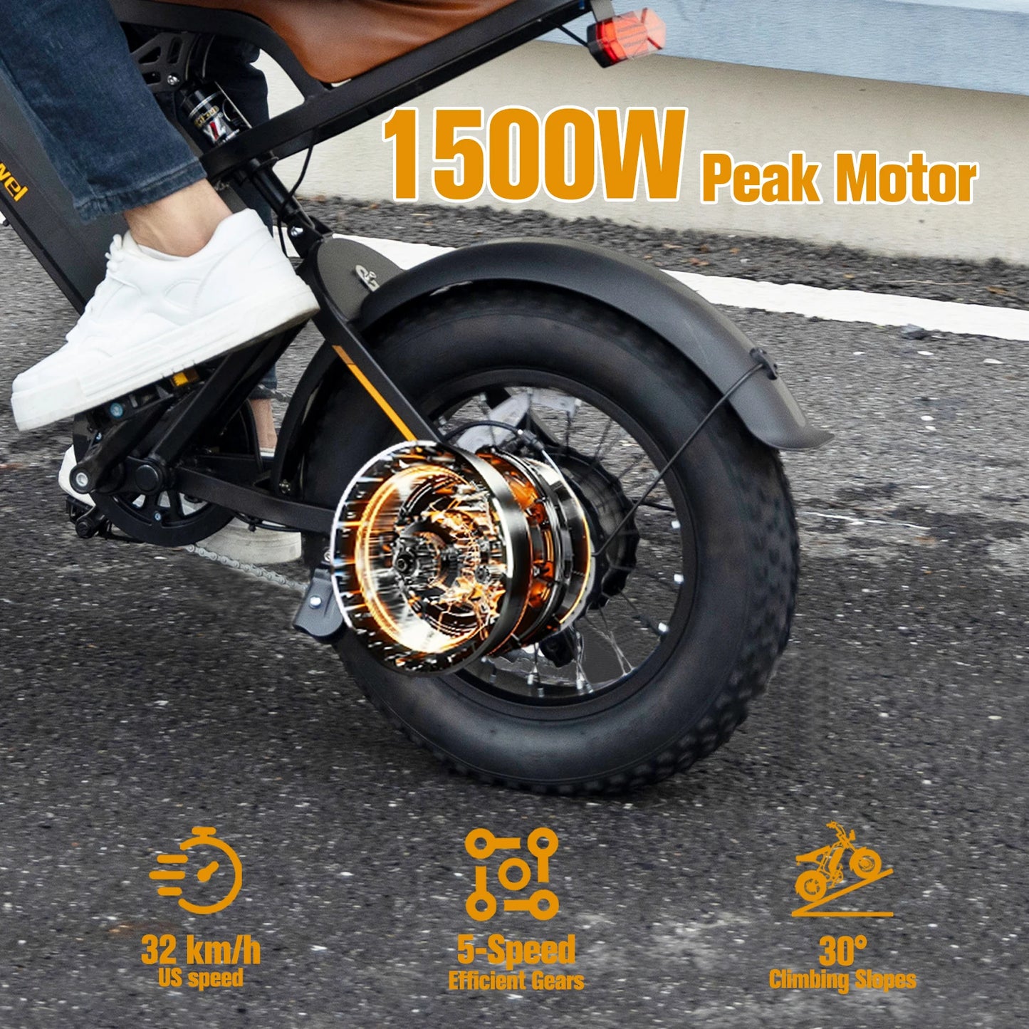 Bodywel Fat Tire M16 Electric Bike 1500W Motor 48V 15.6Ah 65KM Range