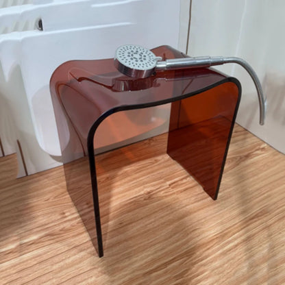Curved Transparent Resin Shower Stool & Luxury Bathroom Accent Chair