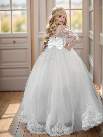 Girls' Lace  Wide Bottom Dress
