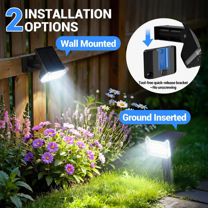 Solar Spot Lights Outdoor Waterproof IP65, 16 LED Super Bright 6500K Landscape Spotlights