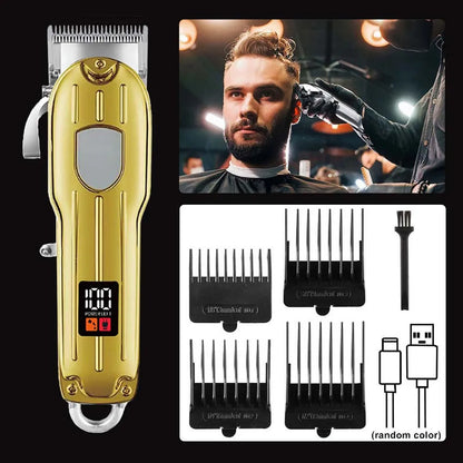 Professional 3-in-1 Hair Clipper & Trimmer Set – Cordless Grooming Kit with LCD Display