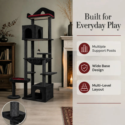 82" Gothic Cat Tree Tower with Coffin Bed & Condos