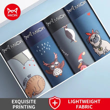 MiiOW 4Pcs Cotton Funny Animal Print Antibacterial Underwear