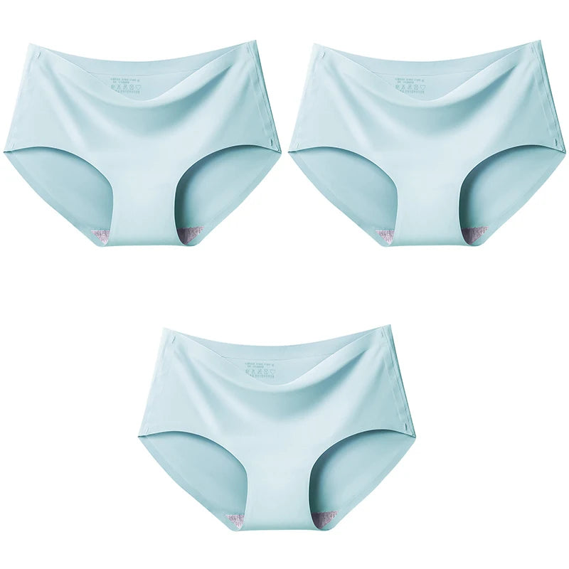 Women's Ice Silk Seamless Panties (3-Pack) – Mid-Waist Invisible Briefs