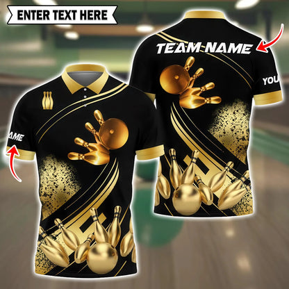 Men's Custom Name Graphic Bowling Polo Shirt