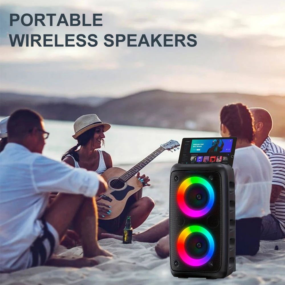 Portable Bluetooth Karaoke Speaker with RGB Lights & Wired Mic