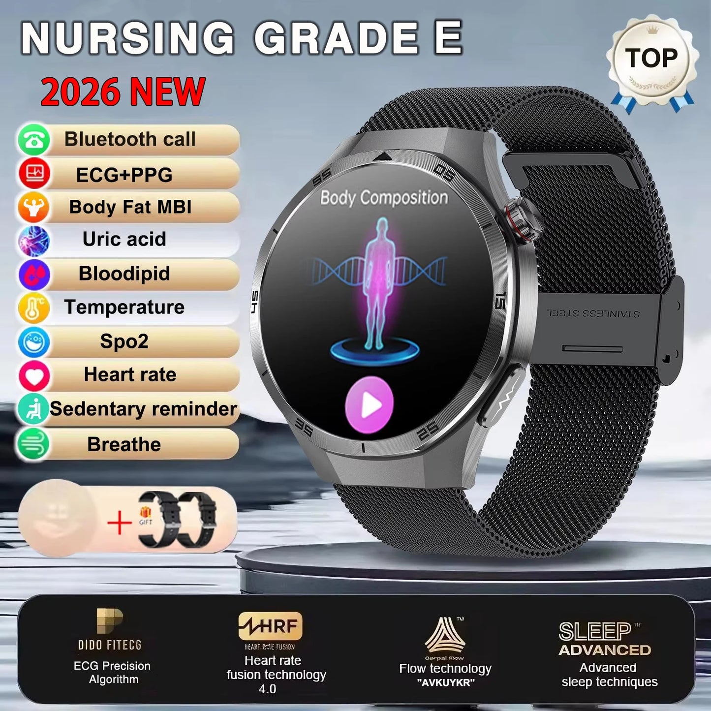 ECG+PPG Smart Watch - Advanced Health Monitor with HD Wireless Calling