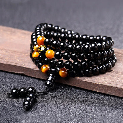 Natural Stone Six Words Mantra Bead Bracelet