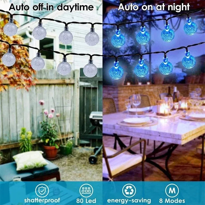 Solar Crystal Globe String Lights