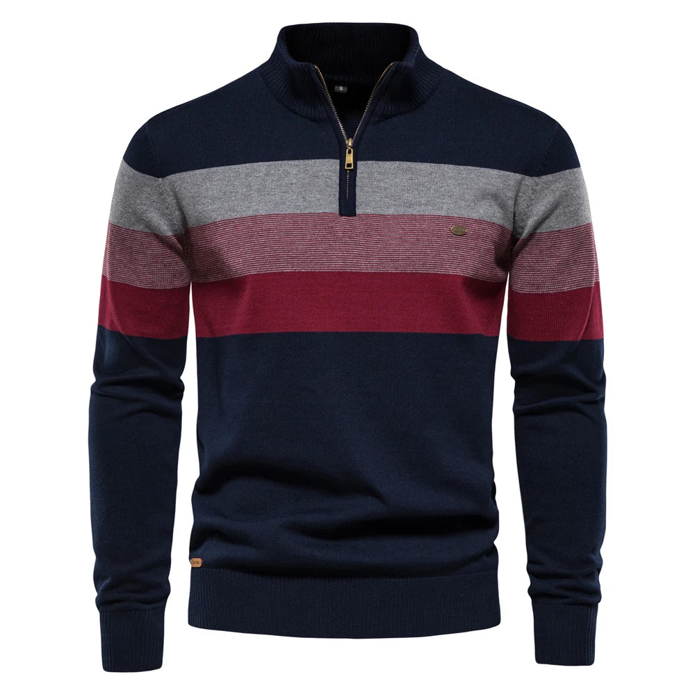 Cotton Mock Neck Stand Collar Sweaters