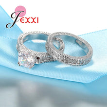 Elegance 925 Sterling Silver 2 PCS Paved Ring Set