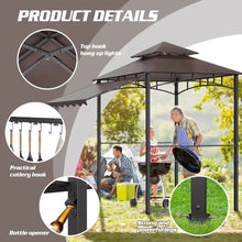 8'X8' Outdoor Grill Gazebo Canopy with Heavy Duty Steel Frame and Double Tiered Design