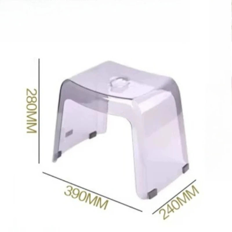 Transparent Acrylic Shower Stool with Non-Slip Bath Seat