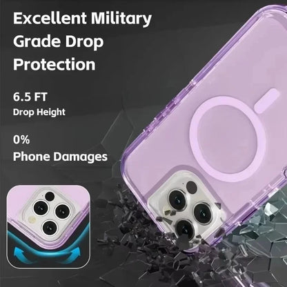 Rugged Shock Proof Magnetic Wireless Charging Clear Case for iPhone