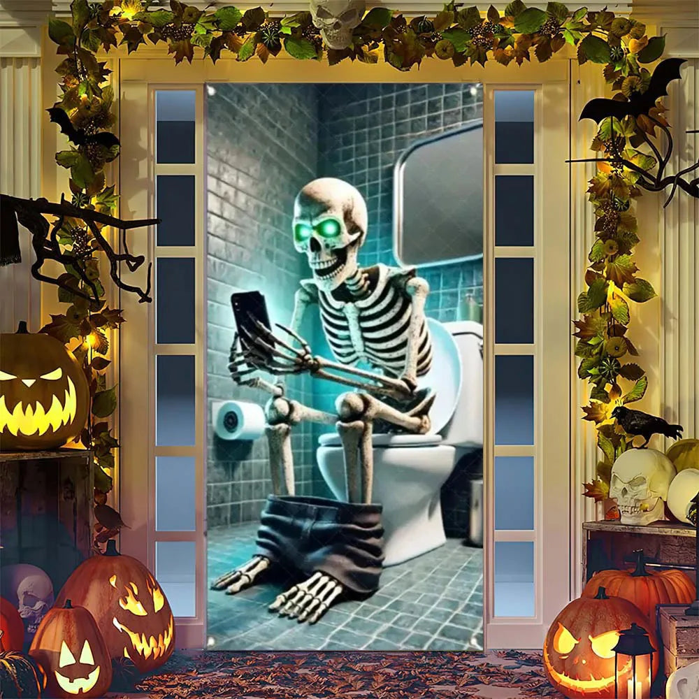 Spooky Ghostly Clown Door Curtain Backdrop