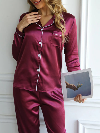 Solid Color 2Pce Long Sleeve Pajama Set